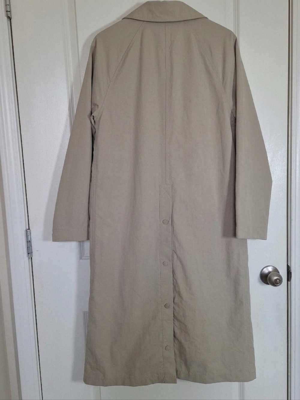 Everlane The Mac Coat Women Tan Khaki Snap Front Trench Long Jacket Size Medium - Picture 2 of 9